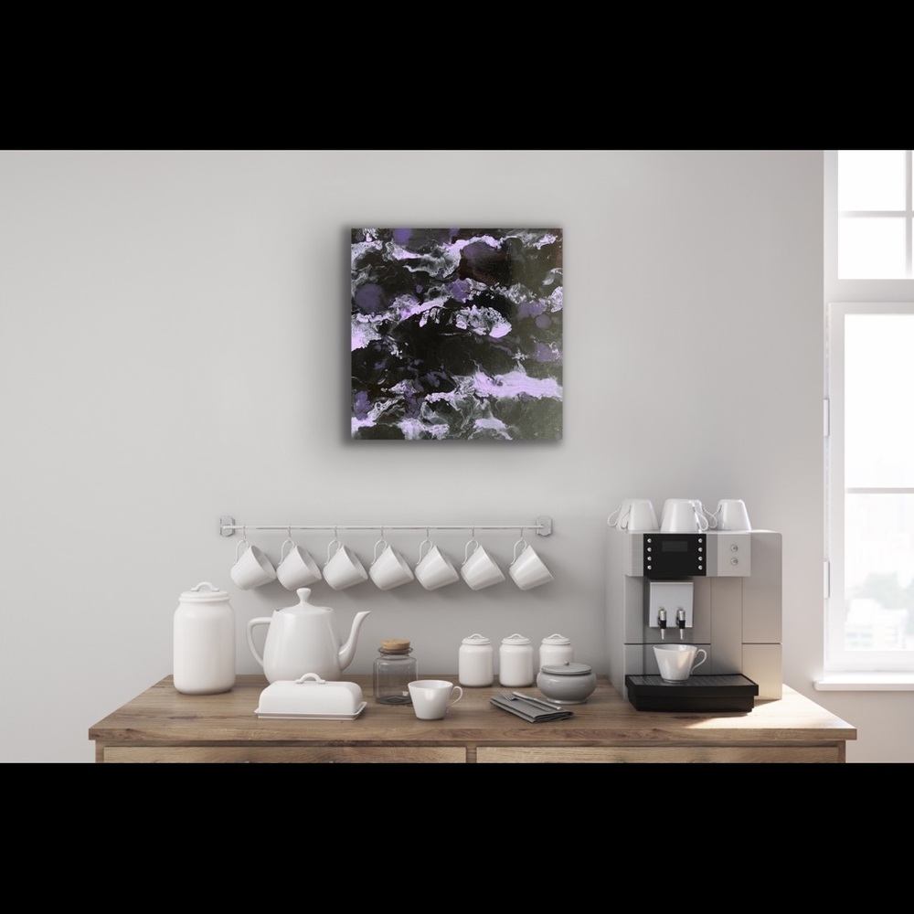 Painting - Fluid Art Original On 10x10 Canvas - Violets